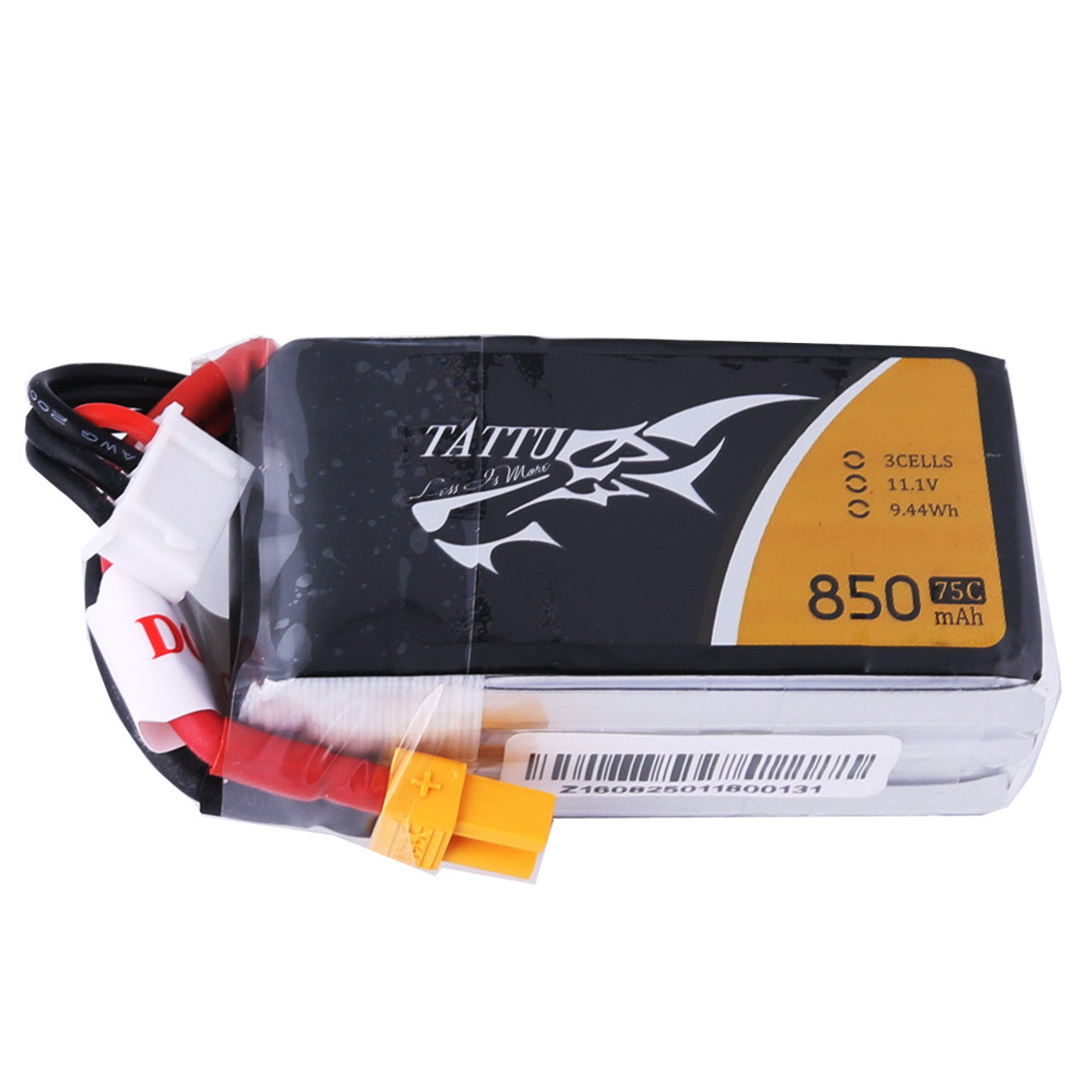 Tattu 11.1V 75C 3S 850mAh Lipo Battery Pack With XT60 Plug