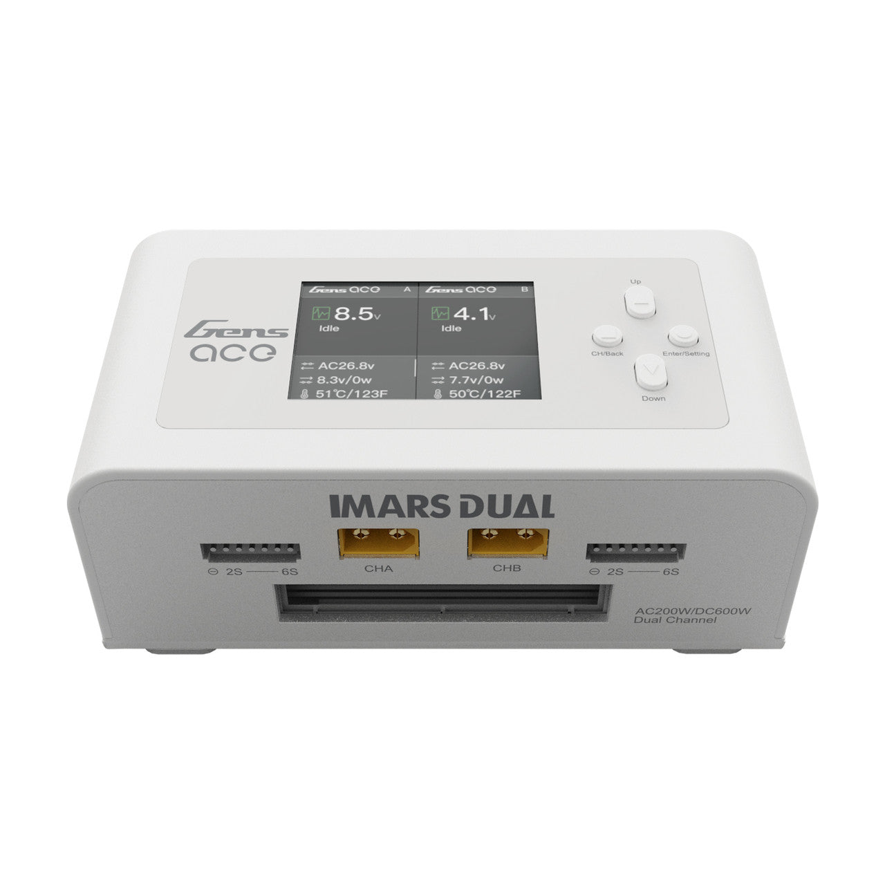 GensAce Imars Dual Channel AC200W/DC300Wx2 Balance Charger White