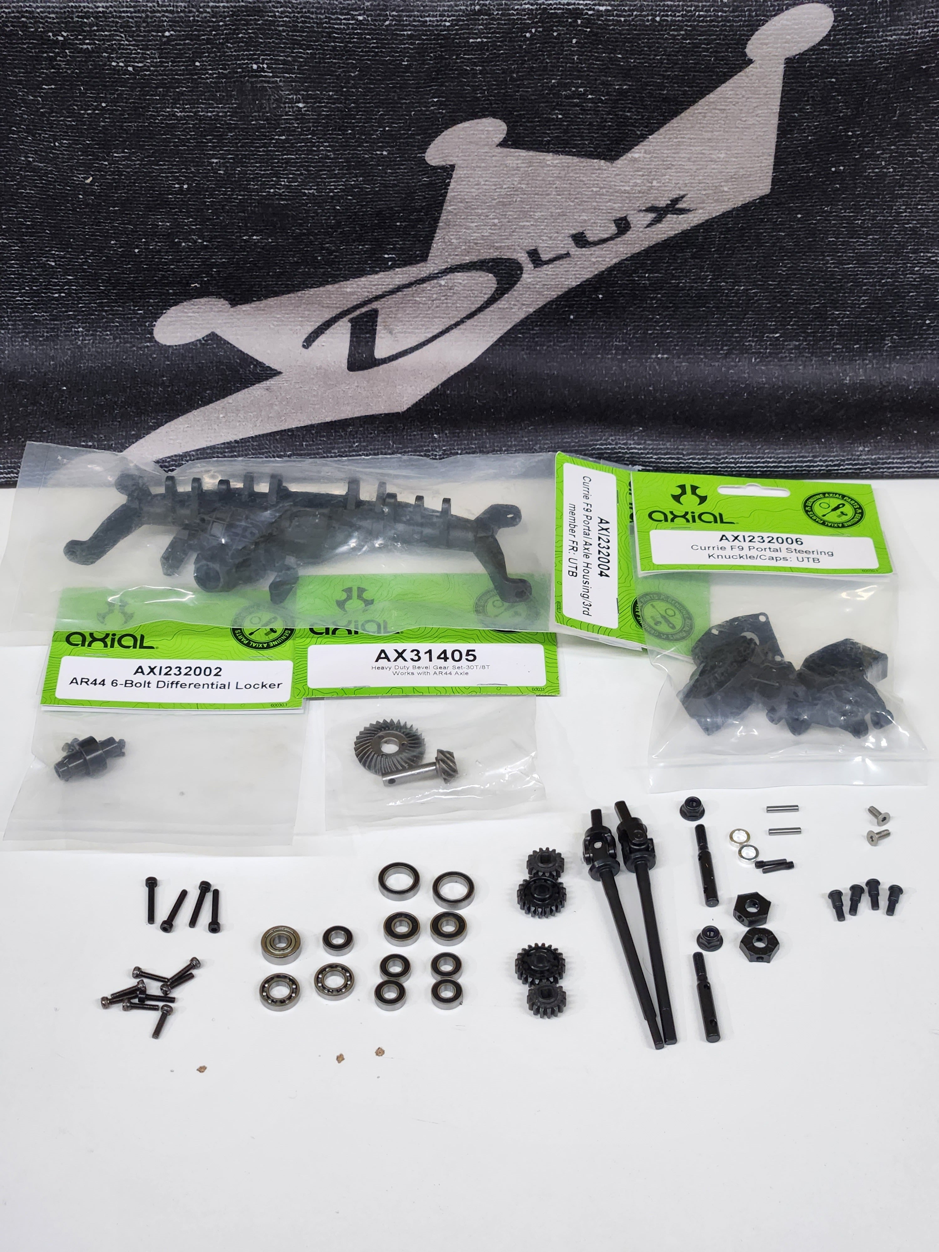 Axial Capra Axles, Front and Rear (w/ 36% overdrive portal gears)