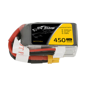 Tattu 11.1V 75C 3S 450mAh Lipo Battery Pack With XT30 Plug