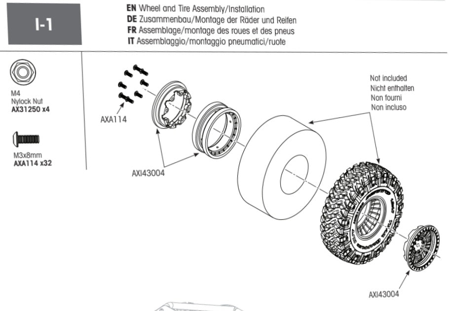 Stock Axial 1.9 Capra beadlock wheels (4)